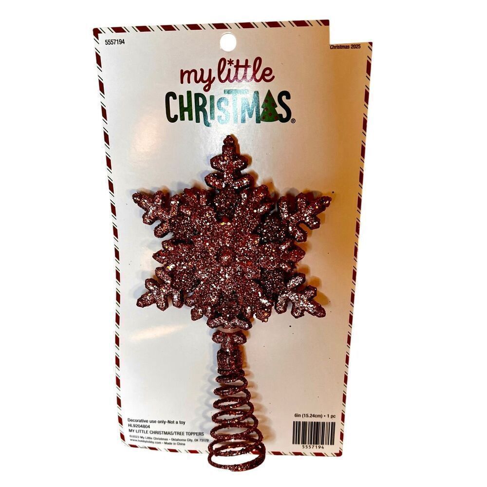 Pink Snowflake Mini Tree Topper Christmas Glitter Decor Metal Spiral New W Tags